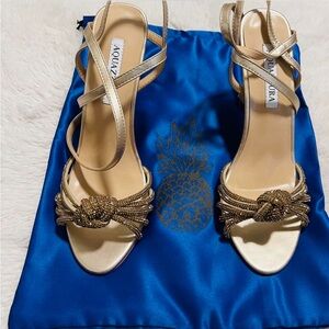 Aquazzura Metallic Gold Strappy Heels